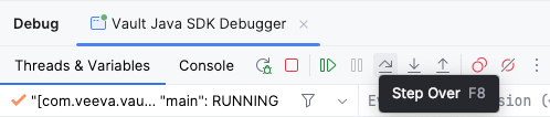 Using Step Over in the IntelliJ debugger.