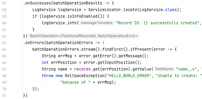Error handling strategy code in IntelliJ.