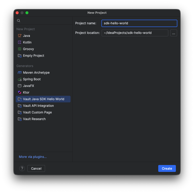 IntelliJ Plugin Creating a New Project