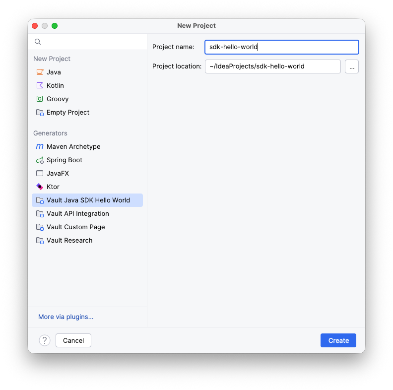 IntelliJ Plugin Creating a New Project