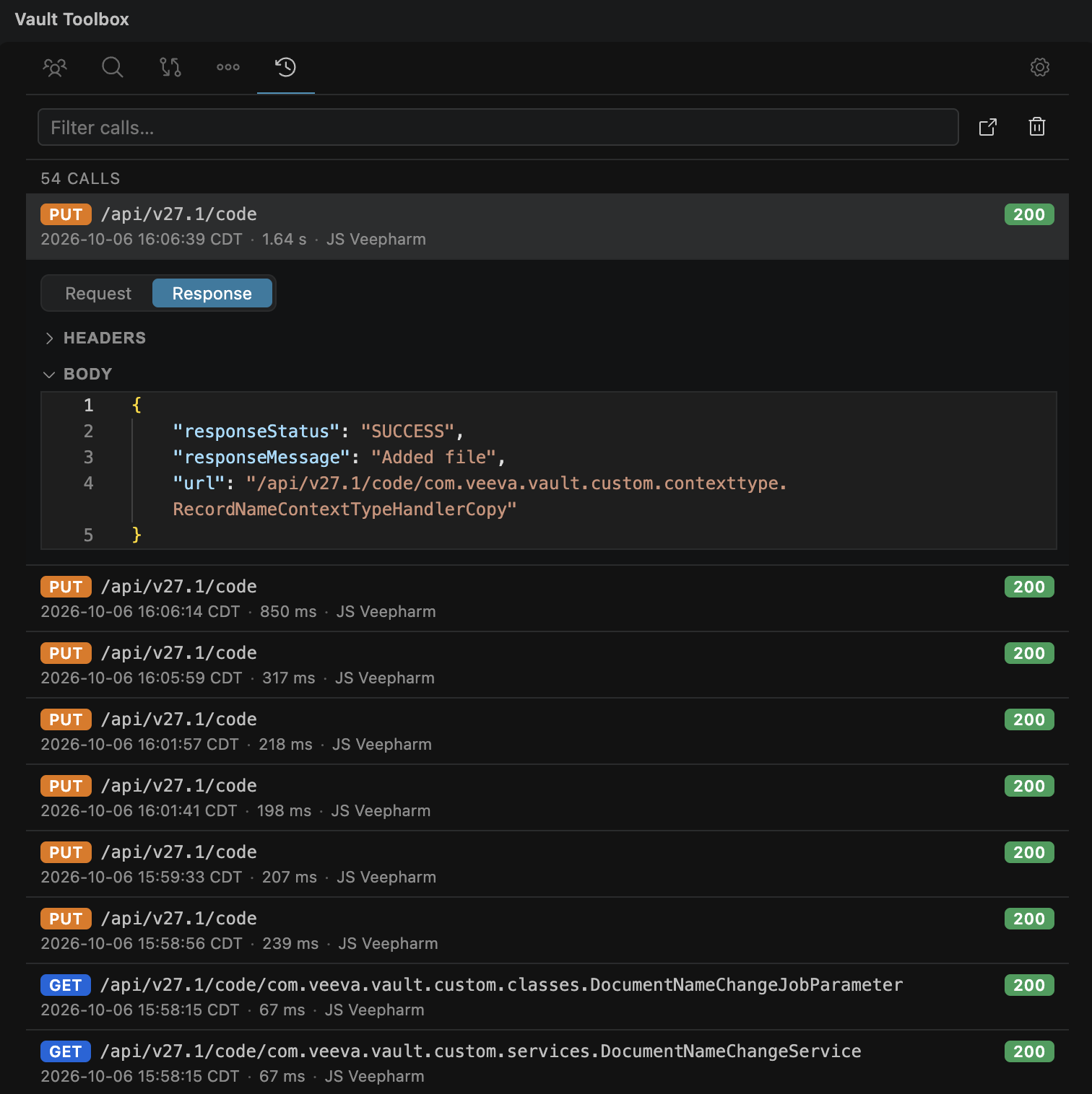 Vault Toolbox Visual Studio Code Extension API History