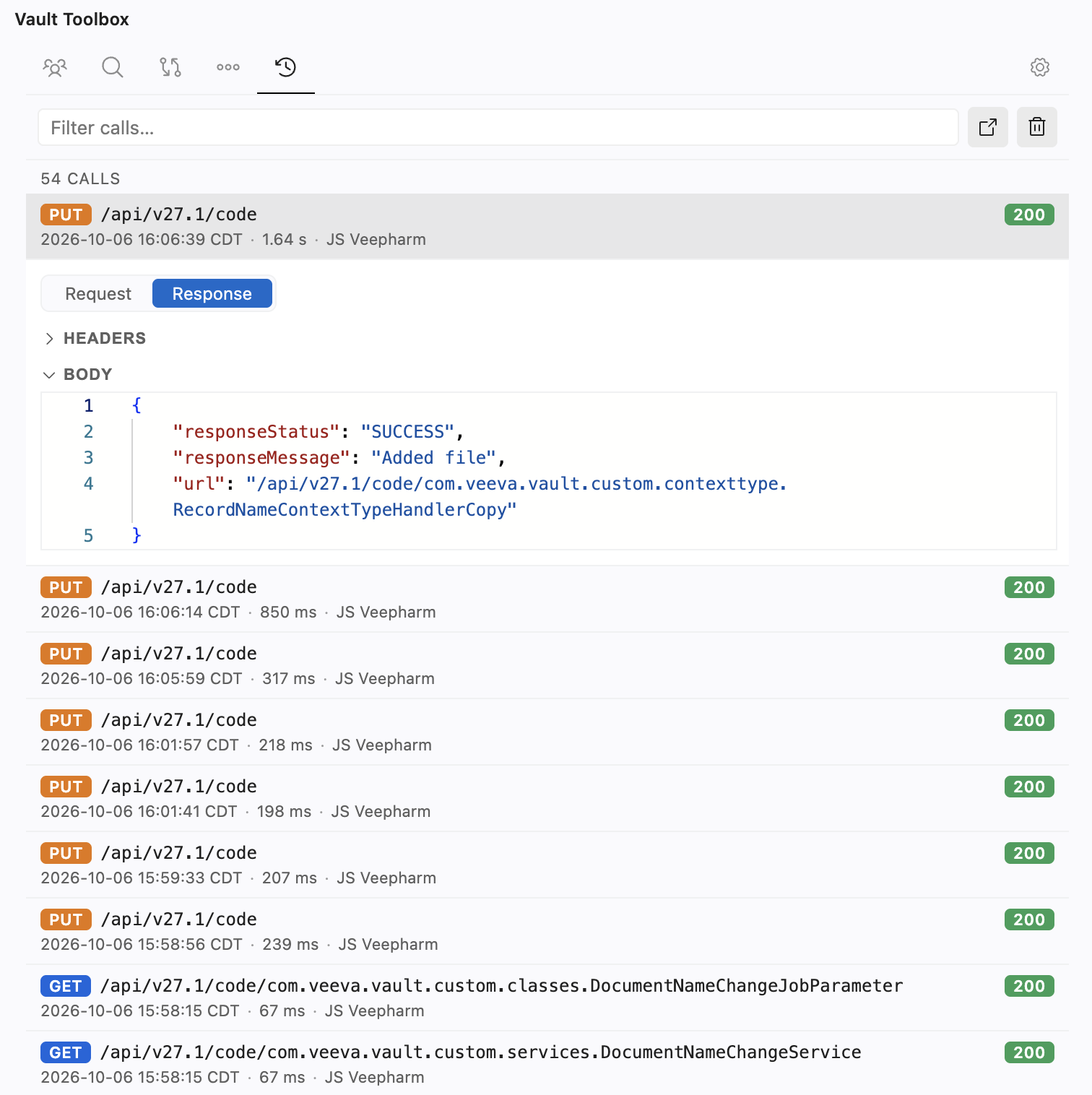 Vault Toolbox Visual Studio Code Extension API History