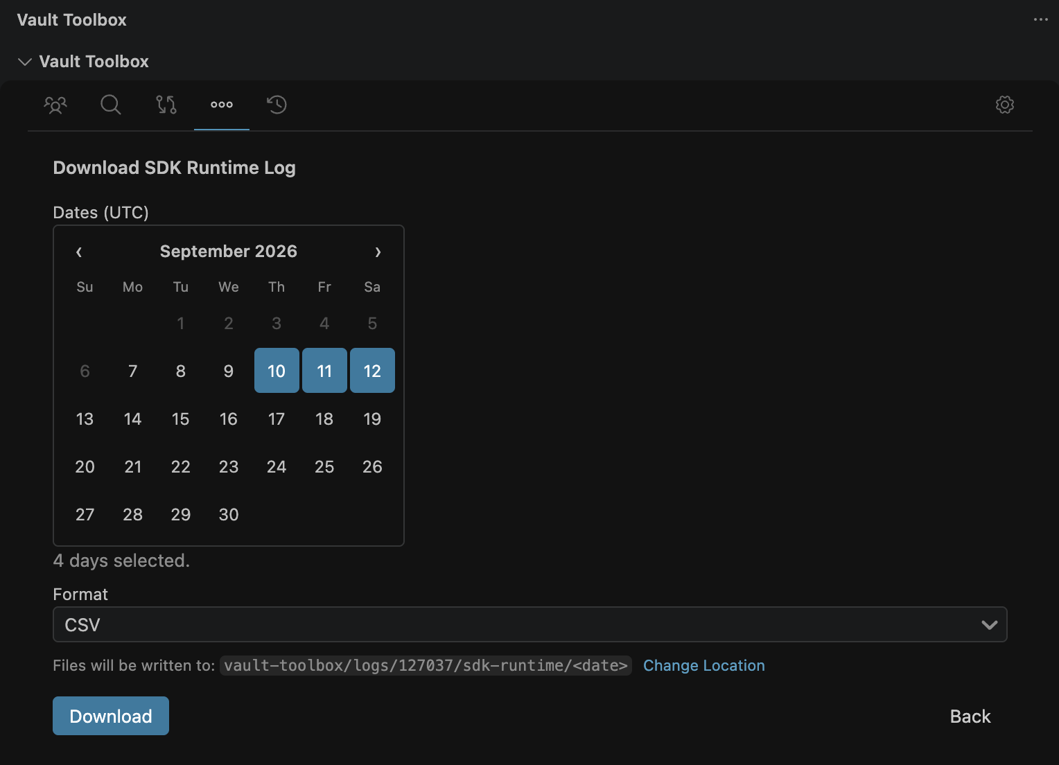 Vault Toolbox Visual Studio Code Extension Download SDK Runtime Log