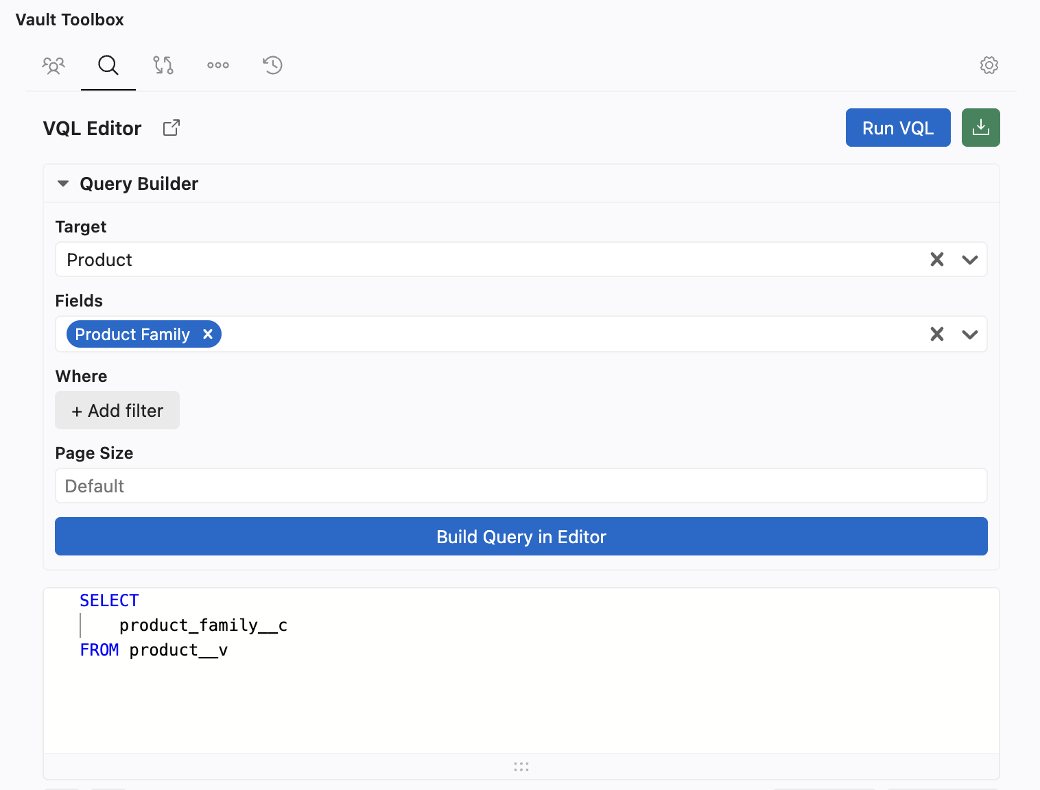 Vault Toolbox Visual Studio Code Extension VQL Editor Query Builder